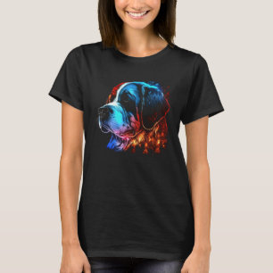 Saint Bernard Flames Cute Dog T-Shirt