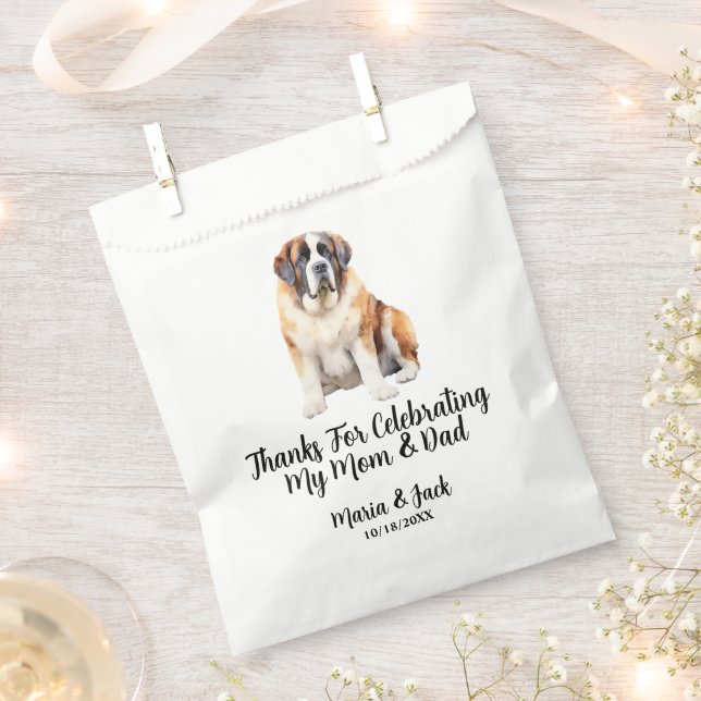Saint Bernard Full Colour Pet Wedding Favour Bags (Clipped)