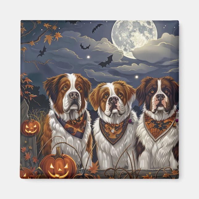 Saint Bernard Halloween Spooky Magnet (Front)