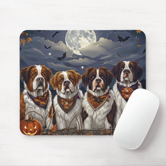 Saint Bernard Halloween Spooky Mouse Pad (With Mouse)