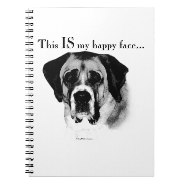 Saint Bernard Happy Face Spiral Notebook (Front)