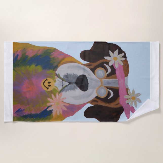 Saint Bernard Hippie Beach Towel (Front)