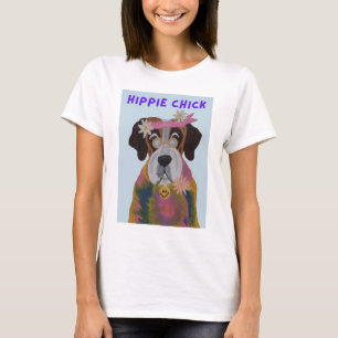 Saint Bernard Hippie Chick T-Shirt