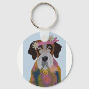 Saint Bernard Hippie Key Ring