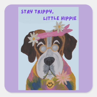 Saint Bernard Hippie Square Sticker