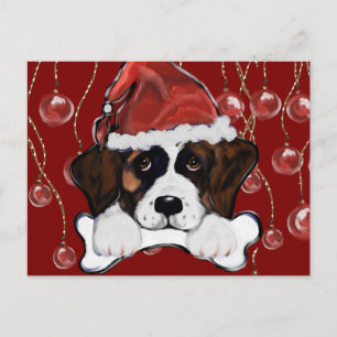 Saint Bernard  Holiday Postcard