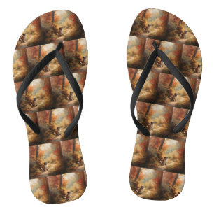 Saint Bernard in Autumn Leaves Fall Inspire Jandals