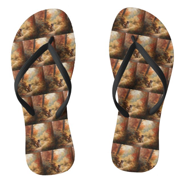 Saint Bernard in Autumn Leaves Fall Inspire Jandals (Footbed)