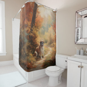 Saint Bernard in Autumn Leaves Fall Inspire Shower Curtain