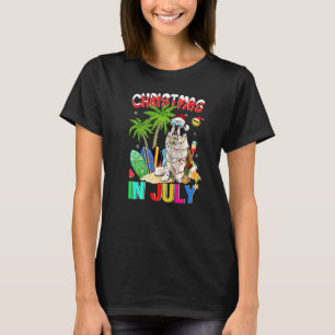 Saint Bernard In Santa Hat Sunglasses Christmas In T-Shirt