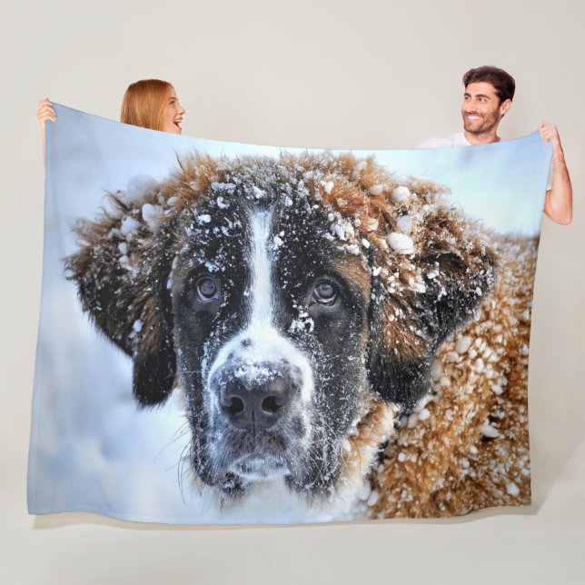 SAINT BERNARD in the SNOW Fleece Blanket (In Situ)