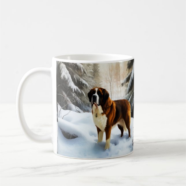 Saint Bernard Let It Snow Christmas Coffee Mug (Left)