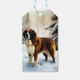 Saint Bernard Let It Snow Christmas Gift Tags