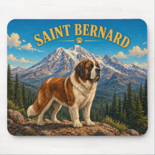 Saint Bernard, Mount Baker Vintage Watercolor Mouse Pad