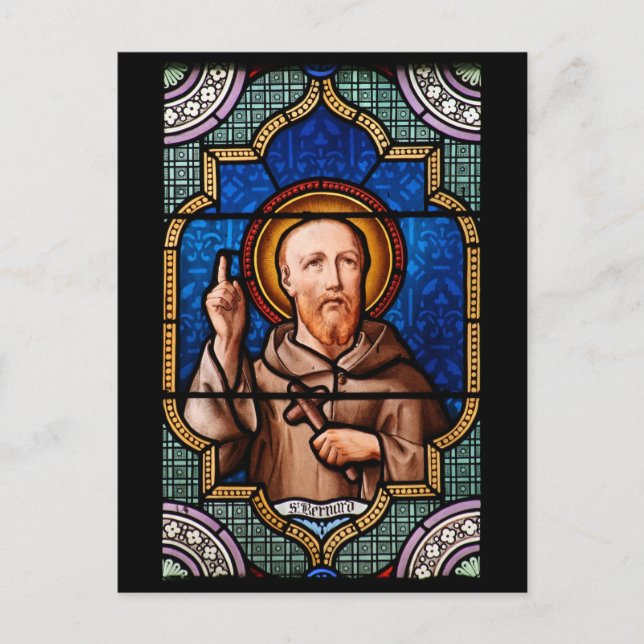 Saint Bernard of Clairvaux Stained Glass Art Postcard (Front)