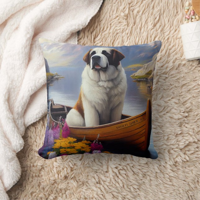 Saint Bernard on a Paddle: A Scenic Adventure Cushion (Blanket)