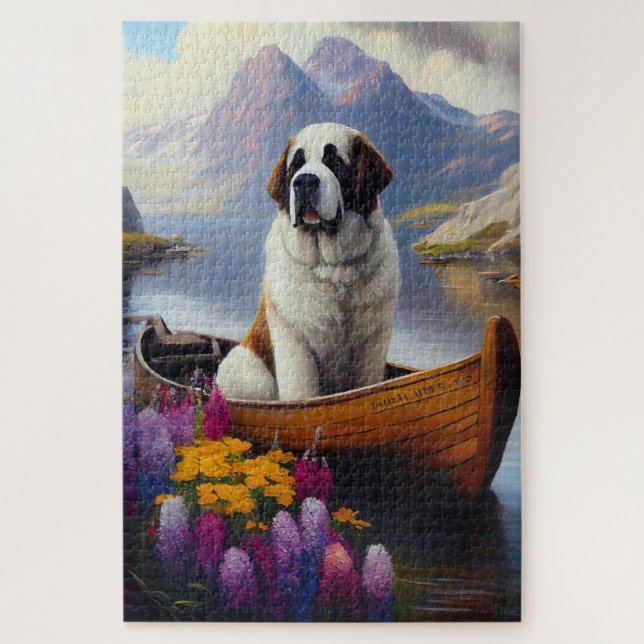 Saint Bernard on a Paddle: A Scenic Adventure Jigsaw Puzzle (Vertical)
