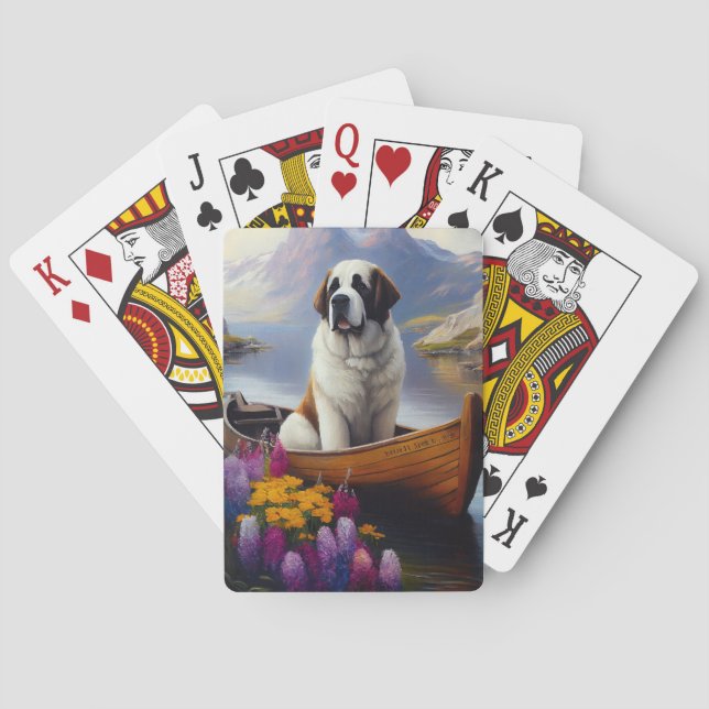Saint Bernard on a Paddle: A Scenic Adventure Playing Cards (Back)