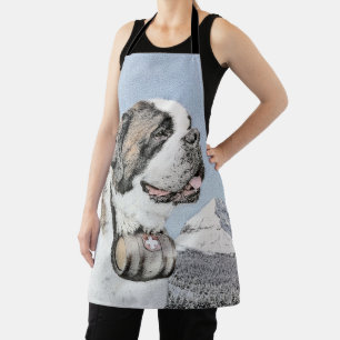 Saint Bernard Painting - Cute Original Dog Art Apron