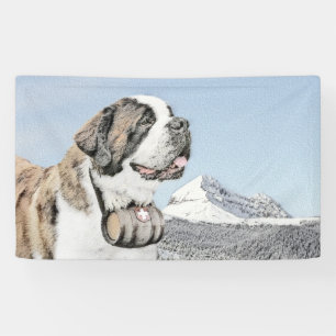 Saint Bernard Painting - Cute Original Dog Art Banner