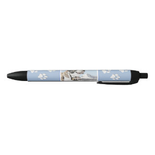 Saint Bernard Painting - Cute Original Dog Art Black Ink Pen