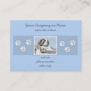 Saint Bernard Painting - Cute Original Dog Art Business Card