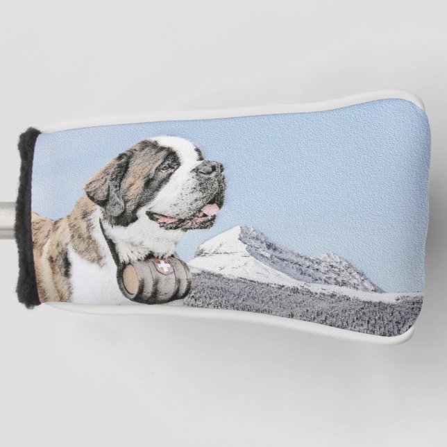 Saint Bernard Painting - Cute Original Dog Art Golf Head Cover (Front)