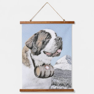 Saint Bernard Painting - Cute Original Dog Art Hanging Tapestry