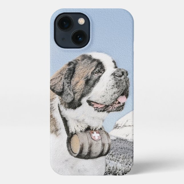 Saint Bernard Painting - Cute Original Dog Art iPhone Case (Back)