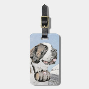 Saint Bernard Painting - Cute Original Dog Art Luggage Tag