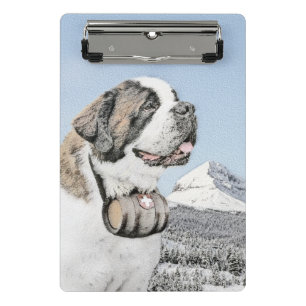 Saint Bernard Painting - Cute Original Dog Art Mini Clipboard