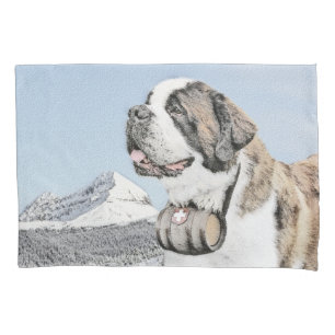 Saint Bernard Painting - Cute Original Dog Art Pillowcase
