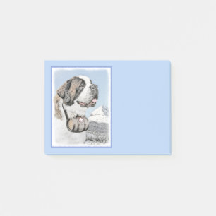 Saint Bernard Painting - Cute Original Dog Art Post-it Notes