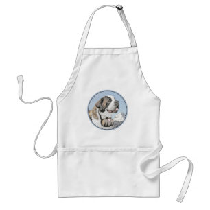 Saint Bernard Painting - Cute Original Dog Art Standard Apron