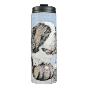 Saint Bernard Painting - Cute Original Dog Art Thermal Tumbler