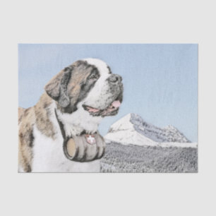 Saint Bernard Painting - Cute Original Dog Art Tissue Paper
