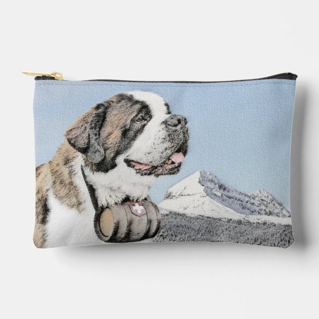 Saint Bernard Painting Rough St Original Dog Art Accessory Pouch (Front)