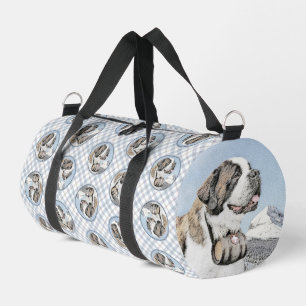 Saint Bernard Painting Rough St Original Dog Art Duffle Bag
