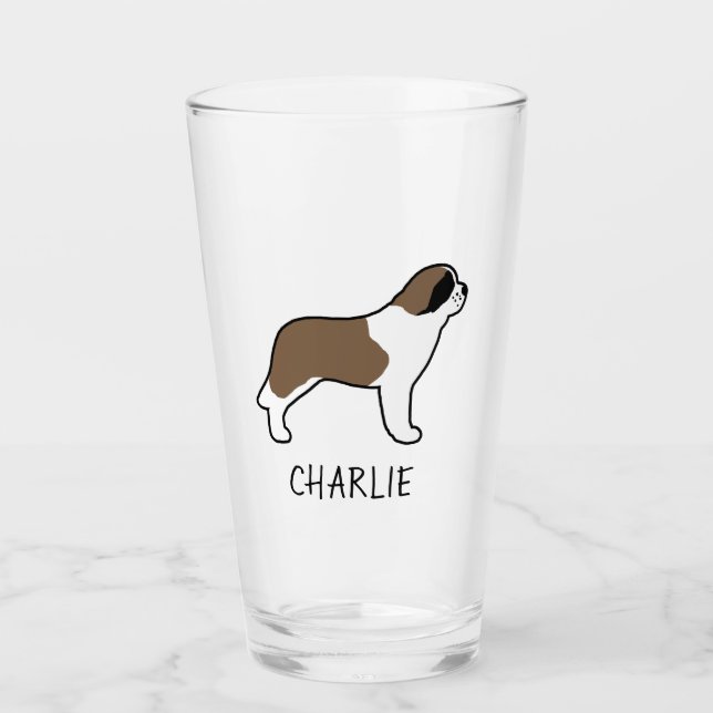 Saint Bernard Personalised Dog Lover's Drinking Glass (Front)