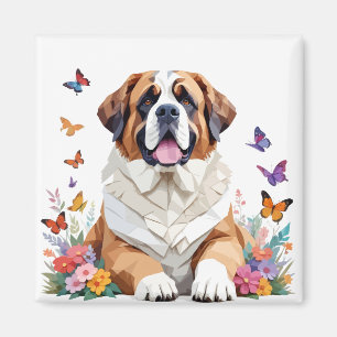 Saint Bernard Playful Adorable Fun Animal Colourfu Magnet