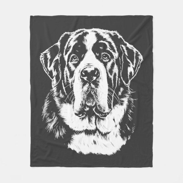 Saint Bernard Portrait  Minimalist Apparel Fleece Blanket (Front)