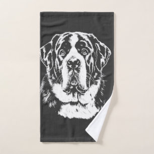 Saint Bernard Portrait Minimalist Apparel Hand Towel