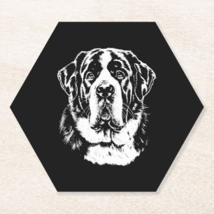 Saint Bernard Portrait Minimalist Apparel Paper Coaster