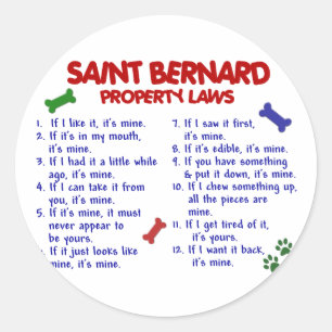 SAINT BERNARD Property Laws 2 Classic Round Sticker