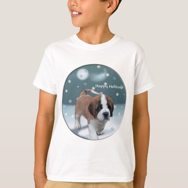 Saint Bernard Puppy Christmas Gifts T-Shirt (Front)