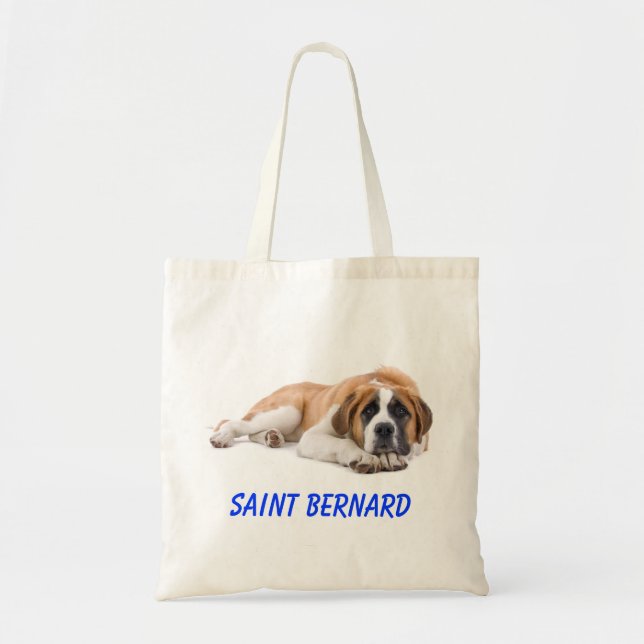 Saint Bernard Puppy Dog Canvas Grocery Totebag Tote Bag (Front)