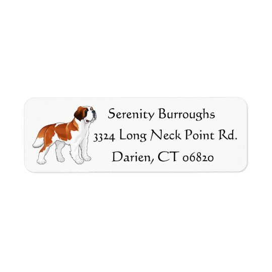 Saint Bernard Puppy Dog - Cartoon Love St Bernard Return Address Label