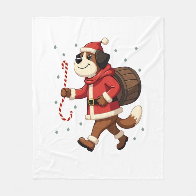 Saint Bernard Rescue Christmas Fleece Blanket (Front)