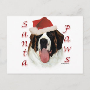 Saint Bernard Santa Paws Holiday Postcard