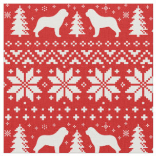Saint Bernard Silhouettes Christmas Holiday Xmas Fabric
